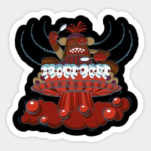 Drumming Space Sock Monkey Sticker